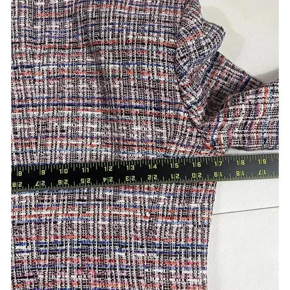 Veronica Beard Theron Double Breasted Tweed Jacket Blazer Frayed Trim Size 2 - Picture 3 of 12